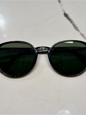 Persol Black Frame Sunglasses with Dark Green Lenses